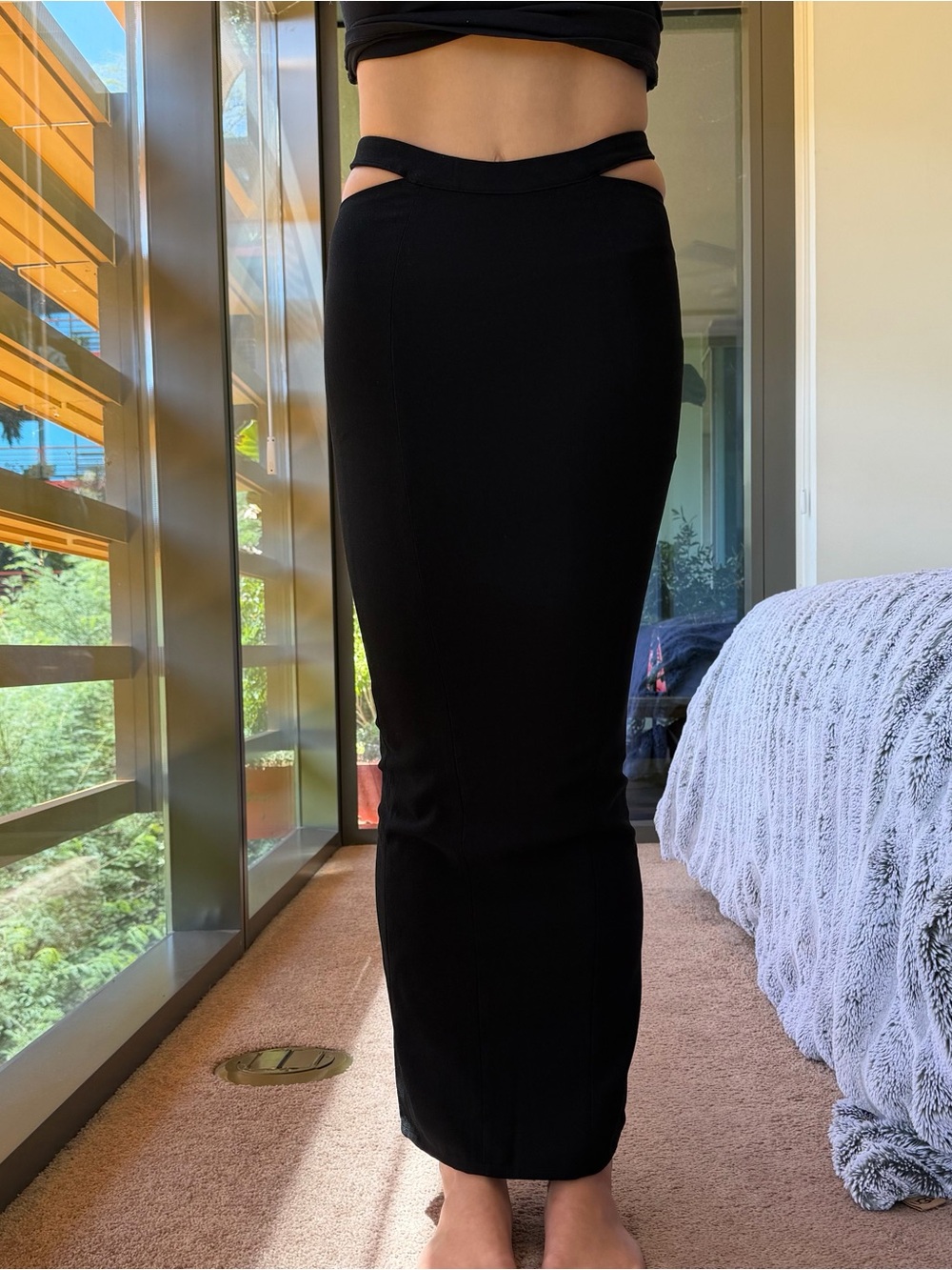 House of CB Black Cut Out Maxi Skirt